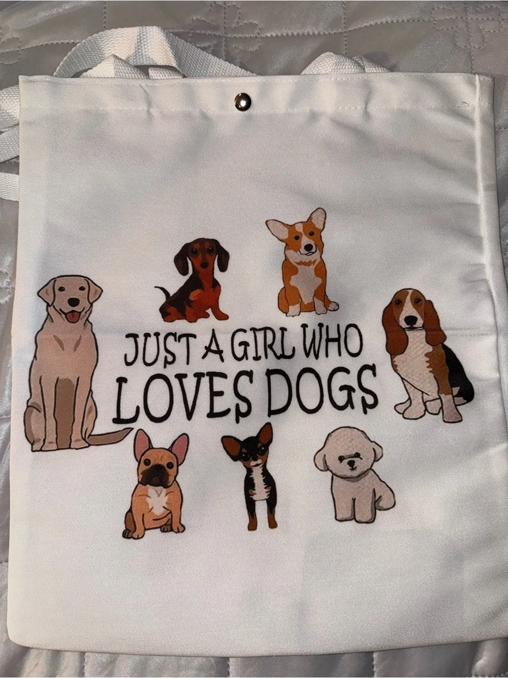 Just A Girl Who Loves Dogs Canvas Tote Bag - White